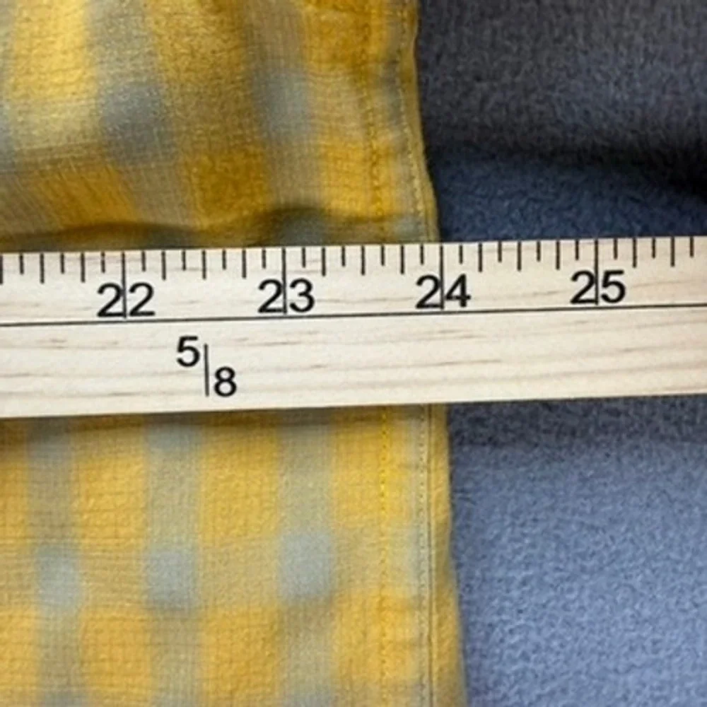 The North Face Button Down Mens XL Yellow Gingham AH6S Short Sleeve Hiking Shirt